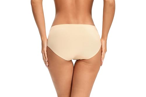 Image of voenxe Women Seamless Hipster Underwear,No Show Ladies Panties Bikini,Full Coverage Breathable Briefs,Comfy,Invisible,5-Pack