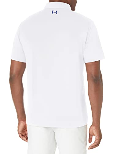 Under Armour Camisa polo masculina Playoff 2.0 Golf, (143) Branco/Azul Oxford, Azul Bauhaus, GG