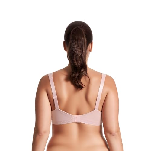 Image of Curve Muse Plus Size Minimizer Unlined Wireless Bra with Lace Embroidery-3Pack