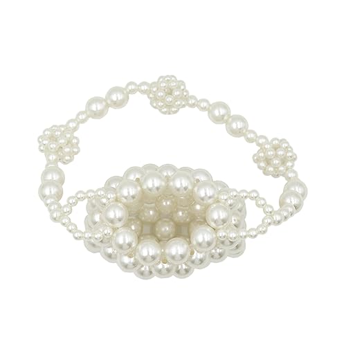 Image of Girls White Beaded Pearl Handbag - Vintage Pearl Clutch Mini Evening Bag for Party Wedding
