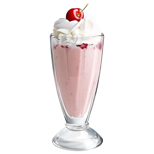 KONZEPT Coupe à glace 300 ml – Lot de 6 coupes en verre épais avec pied, idéales pour desserts, milkshakes, smoothies et yaourts – Usage domestique ou professionnel