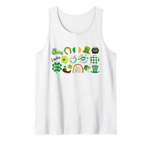 St Patricks Kiss Me I'm Irish Shamrock Hombres Mujeres Divertido Regalo Camiseta sin Mangas