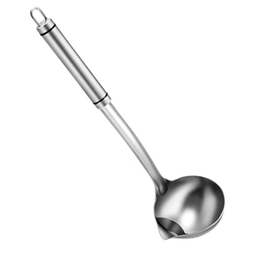 Cabilock Abschäumer Löffel Edelstahl Schöpflöffel Fettabschöpfer Kelle Suppenlöffel Fetttrenner Schöpfkelle Fett Öl Suppen Trennen Küchenhelfer Kochzubehör Restaurant Zuhause Silber Cover