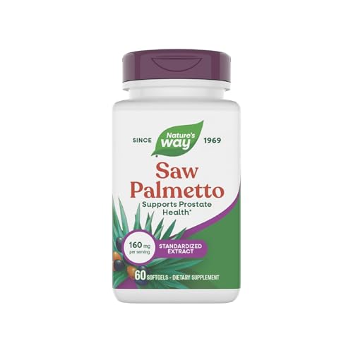 Natures Way Saw Palmetto Premium Extract Prostate Health Support for Men* 160 mg per Serving 60 Softgels (Packaging May Vary)