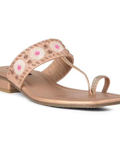 Image of Bata Women Block Heel Toe-Ring Sandal - Gold