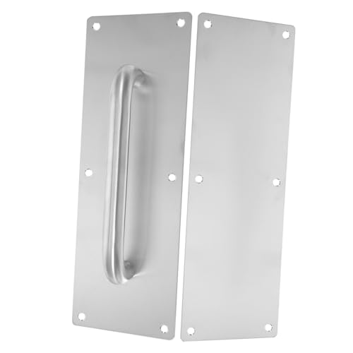 HEATSHAKING 防火ドア用ステンレス鋼プッシュプル取手 耐錆加工広底ベース頑丈引き戸内装用ハンドルシルバー