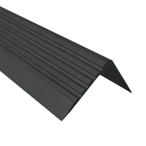 TMW Profiles RGP PVC Bullnose Stair Nosing 50mm × 42mm – Black – Anti-Slip Grooved, 1.18m Long (Black)