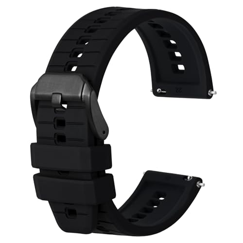 Anbeer Silicone Watch Bands,24mm Quick Release Rubber Watch Strap for Men Women,Black with Black Buckle by ANBEER - Used condition - US$8.14