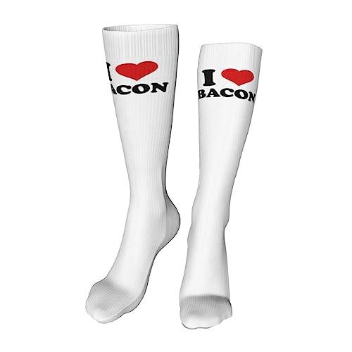 I Heart Bacon Knee High Socks For Women Long Tube Socks Athletic Compression Socks Unisex High Socks Girls