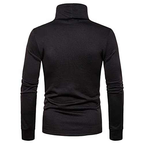 Dreamyth Men's Black Turtleneck Sweater Loose High Neck Plush Bottoming Shirt Long Sleeve T Shirt Sweatshirts For Men #TOP2