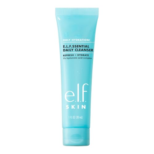 Image of e.l.f. SKIN Holy Hydration! e.l.f.ssential Daily Cleanser Mini | Gentle & Refreshing Gel-to-Foam Face Cleanser, Hydrated-Feel & Soft Skin, 1% Hyaluronic Acid Complex, Vegan & Cruelty-Free