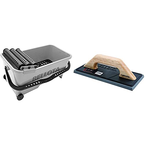 Bellota 5800-3 - Cubo De Plástico para Alicatador con Escurridor De 20 litros+ 5898 C Llana Alicatado Goma Dura, Standard