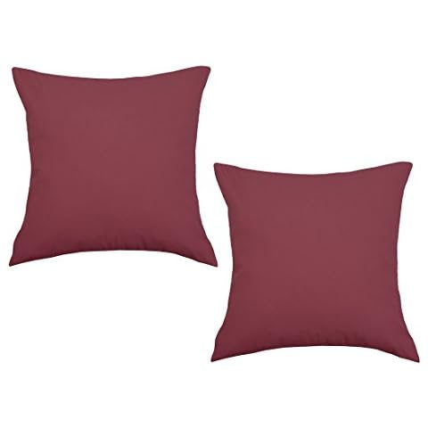 Texmania 2er Spar-Pack Kissenhüllen Baumwolle in 15 12 Größen mit Reißverschluss Bordeaux 35 x 35 cm Cover