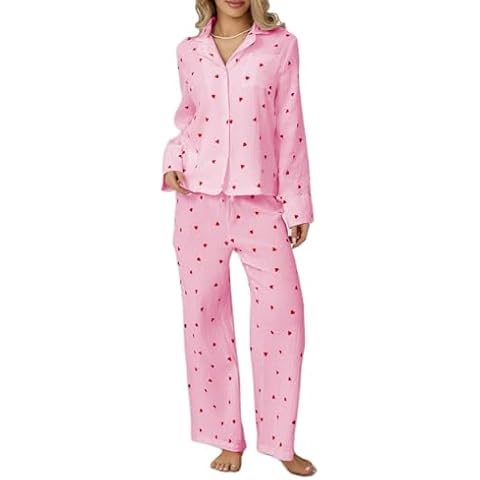 Seyurigaoka Womens Cotton Valentines Pajama Set Cover