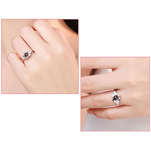 925 Sterling Silver Custom Projection Photo Ring Wedding Memory Bridal Romantic Projection Rings for Women Friend Gifts (Woman,Resizable)3