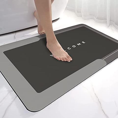 Super Absorbent Floor Mat, Soft Non-Slip Washable Bathroom Rug, Quick Drying, Dirt-Repellent Bathroom Mat, Microfibre Memory Foam Bath Mat, Easy Care (Dark Grey) Cover