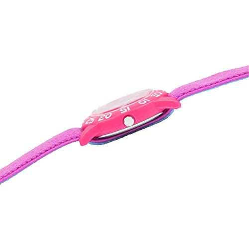 DISNEY Frozen Watch for Girls - Elsa and Anna Watch for Kids 3-5 - Frozen Watches Elsa and Anna - Toys Kids 3-5 Years - Pink Bezel - Purple Nylon Strap - Cute Girls4