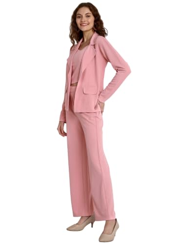 Image of GRECIILOOKS Co-ord Set for Women - Stylish Casual 3 Piece Blazer Set | Trendy Travel & Streetwear Look for Girls & Woman | Office Wear | Formal | Classic Collar Full Sleeve Blazer