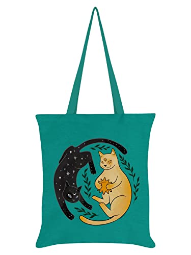 Grindstore Celestial Kittens Tote Bag Emerald Green 38x42cm