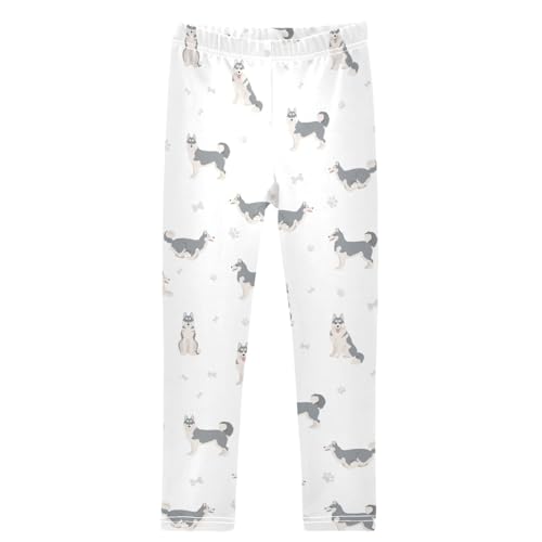 Girls' Leggings Siberian Husky Dog Coat Color Ankle Length Printed Leggings Comfort Pants for Kids 4-10 Years