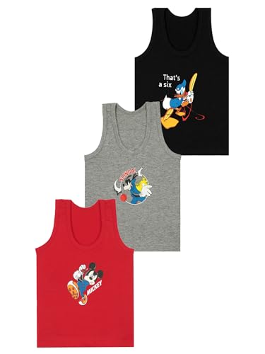 Image of Boy's Kids Regular Fit Vest | 100% Cotton| Skin Friendly | Lightweight | Sleeveless Designs | Cartoon Character | Pack of 3 Print (Color & Print May Vary)