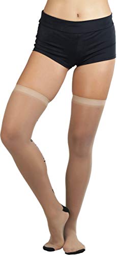 Image of ToBeInStyle Nylon Two Toned Cuban Heel Closed Toes Stockings