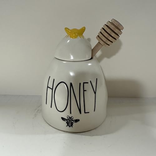 Rae -HONEY BEE Honey Pot with Lid and Wooden Honey Spoon *KITCHENWARE PRODUCT*- Dunn By Magenta