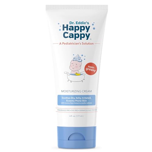 Image of Happy Cappy Moisturizing Cream - Baby Cream for Eczema-Prone Skin, Lotion for Infants, Kids, Pediatrician-Formulated, Gentle, Paraben Free, Hypoallergenic, Sulfate Free, Soothes Dry Skin - 6 fl oz