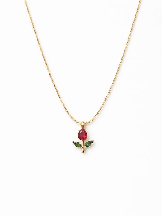 Gold-Tone Rose Pendant Necklace for Women with Red Crystal, Floral Charm Chain Stainless Steel Anti Tarnish Waterproof Hypoallergenic, Gift for Her-image-47
