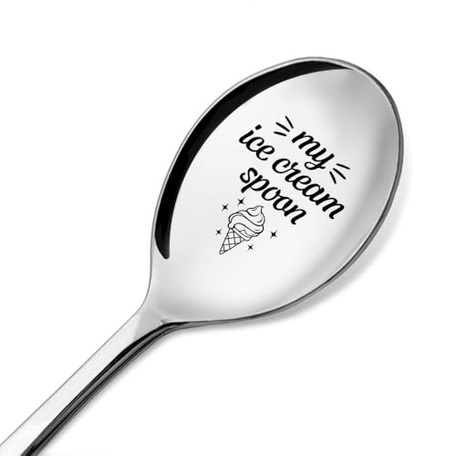 ZBBFSCSB My Ice Cream Engraved Spoon with Gift Box, Ice Cream Dessert Shovel for Mom Dad Hostess Dessert Lover, Graduation Birthday Spoon Gifts for Best Friends BFF Son Daughter