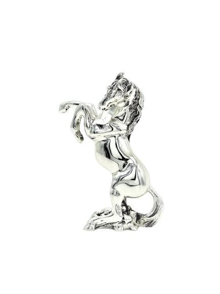 Generico Figura decorativa de caballo rampante de resina, plata, 8 x 3 x 10 cm
