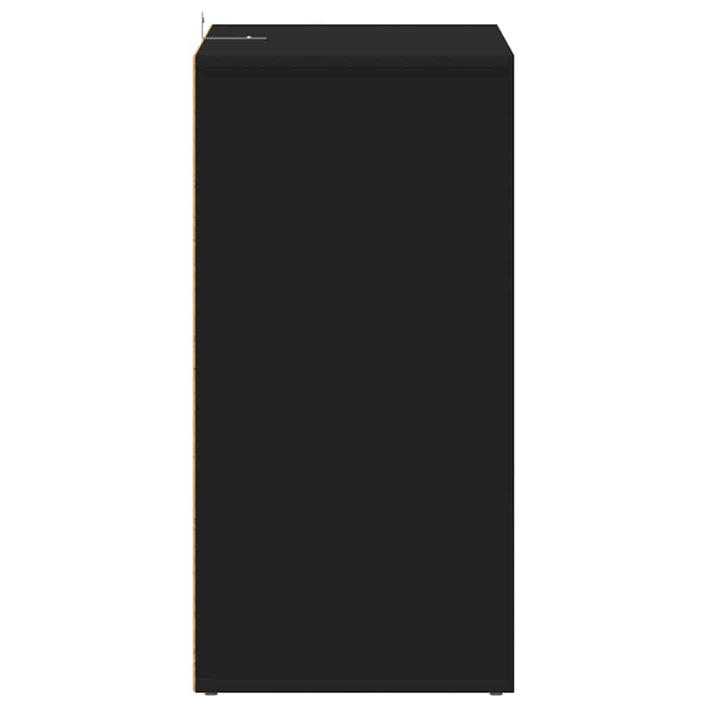 Zapatero negro 60 x 35 x 70 cm de madera con 5 estantes, organizador de zapatos para montaje en suelo o pared, fácil de limpiar