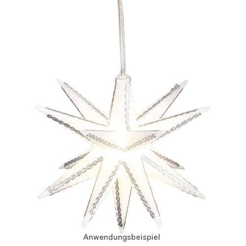 Ideen mit Herz LED-Stern | 3 Stück in Weiß | batteriebetrieben | Ø10cm | Timer-Funktion | Kabellänge: 1,5m | mit 16 Strahlen & 1 LED-Licht in Warmweiß | Deko zu Weihnachten