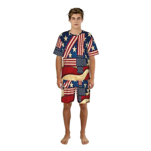 Pyjama 2 pièces manches courtes homme pour nuits d'été fraîches