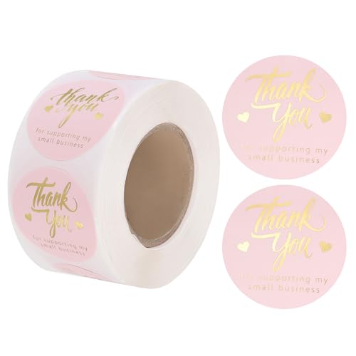 Autocollants de remerciement ronds 3,8cm pour enveloppe mariage et carte anniversaire rose