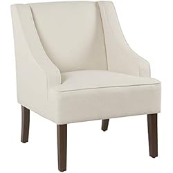 HomePop Upholstered Classic Swoop Arm Accent Chair Home Décor, Linen-look Soft Cream