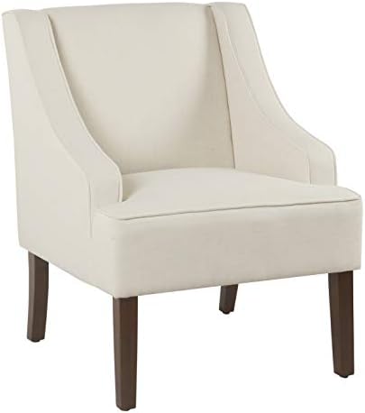 HomePop Velvet Swoop Arm Accent Chair, Linen-look Soft Cream