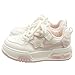 Cute Athleisure Star Shoes Chunky Platform Lace-up Comfy Non Slip Lightweight Softy Casual Sneakers Kawaii Y2K Pretty Pastel Retro Gifts for Women & Girls Back to School (Pink,4)
