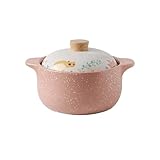Cazuela de cerámica, olla for sopa, cacerola rosa bonita, utensilios cocina, sartén arcilla, suministros for el hogar Para Todo Tipo De Estufas(1PCS POT 2.5L)