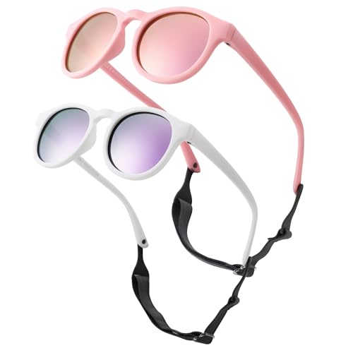 Pro Acme Baby Sunglasses with Strap, Polarized Flexible UV400 for Newborn Infant Toddler Age 0-24 Months