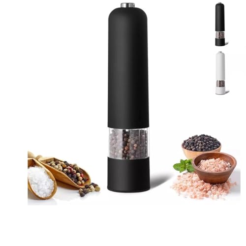 Paluplus Macina Sale e Pele Elettrico, Misura 5x22 cm, Macinapepe con Rotella per Regolare la Macina, per Sale, Pepe e Spezie, Potenza 10W -773F (Nero)