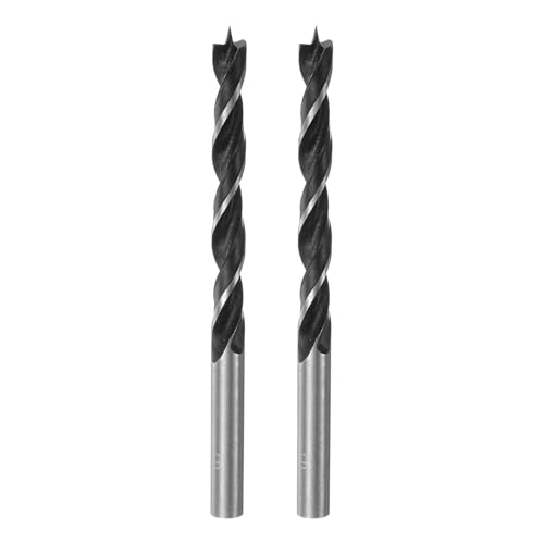QUARKZMAN 2Pcs Mèches de Perçage Pointe Brad 6,5mm (16/64) Dia Tige Ronde Droite en Acier Mèche Métrique Pointe Brad 2,6 Profondeur de Perçage Mèches en Spirale pour Menuisier Bois