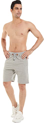 Qpngrp Mens Shorts Casual Drawstring Zipper Pockets Elastic Waist Lightgray 34 #TOP6
