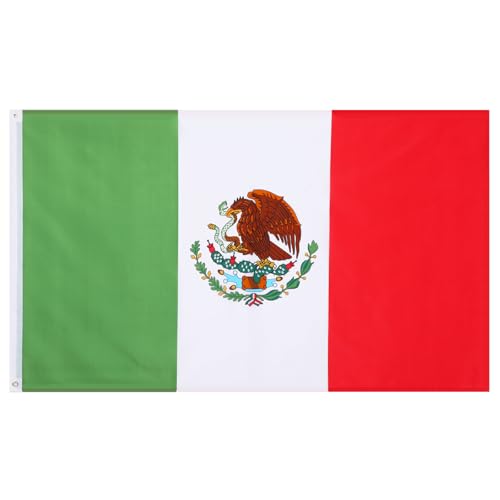 Wuliim 3x5 FT Mexico Flag - Vibrant Mexican National Flags with Brass Grommets and Double Stitched for Indoor and Outdoor Display Premiun Quality 150D Polyester Printed Mexico Flag Vivid Colors & Fade-Resistant
