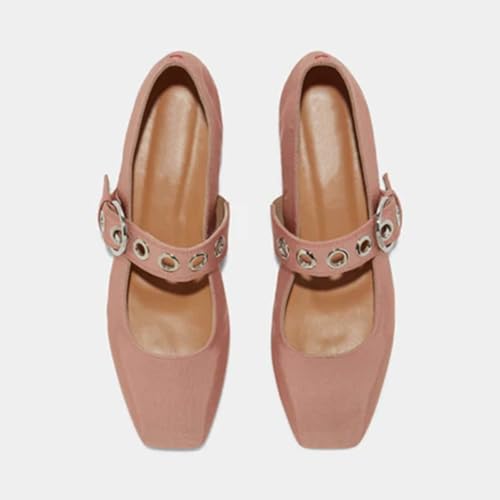 Mary Jane Ballet Flats for Women Buckle Strap Ballerina Flat Shoes Closed Square Toe Comfort Slip-on Dressy Shoes3
