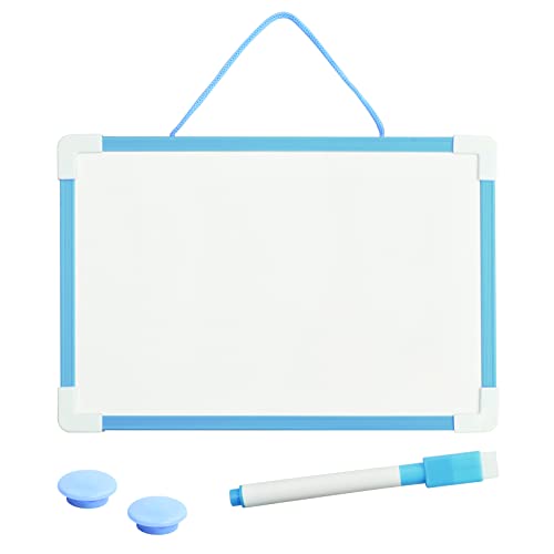 Xzeemo Tableau Blanc Magnétique Double Face, Tableau magnétique effaçable à sec, 30x20 cm Mini Tableau Blanc, Tableau Blanc Magnétique Portable, Tableau blanc pour enfants, Pour Ecole Maison (Bleu) Cover