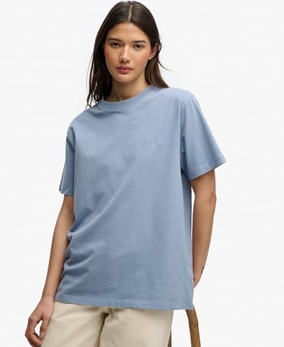 Superdry Essential Logo Loose Tee T-Shirt, Bleu Tidal, 38 Femmes