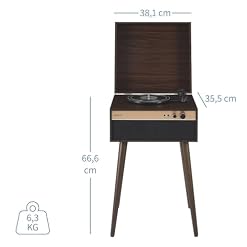 Crosley CR6236A-WA Jasper 3-Speed Bluetooth in/Out Vinyl Record Player Turntable with Built-in Speakers and Detachable Legs, Walnut - Les Beatles, Paul McCartney, John Lennon, RIngo Starr, George Harrison Crosley CR6236A-WA Jasper 3-Speed Bluetooth in/Out Vinyl Record Player Turntable with Built-in Speakers and Detachable Legs, Walnut – Image 3