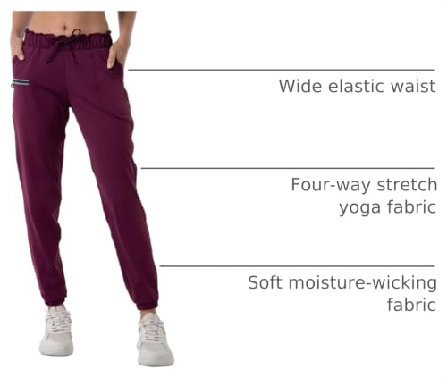 Image of Haowind Joggers for Women with Pockets Elastic Waist Workout Sport Gym Pants Comfy Lounge Yoga Running Pants