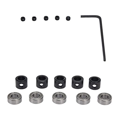 5 Sets Router Bit Bearing Set Bottom Mounted Ball Bearings 1/4" ID 1/2" OD Replacement Kit for Flush Trim & Rabbeting Router Bits